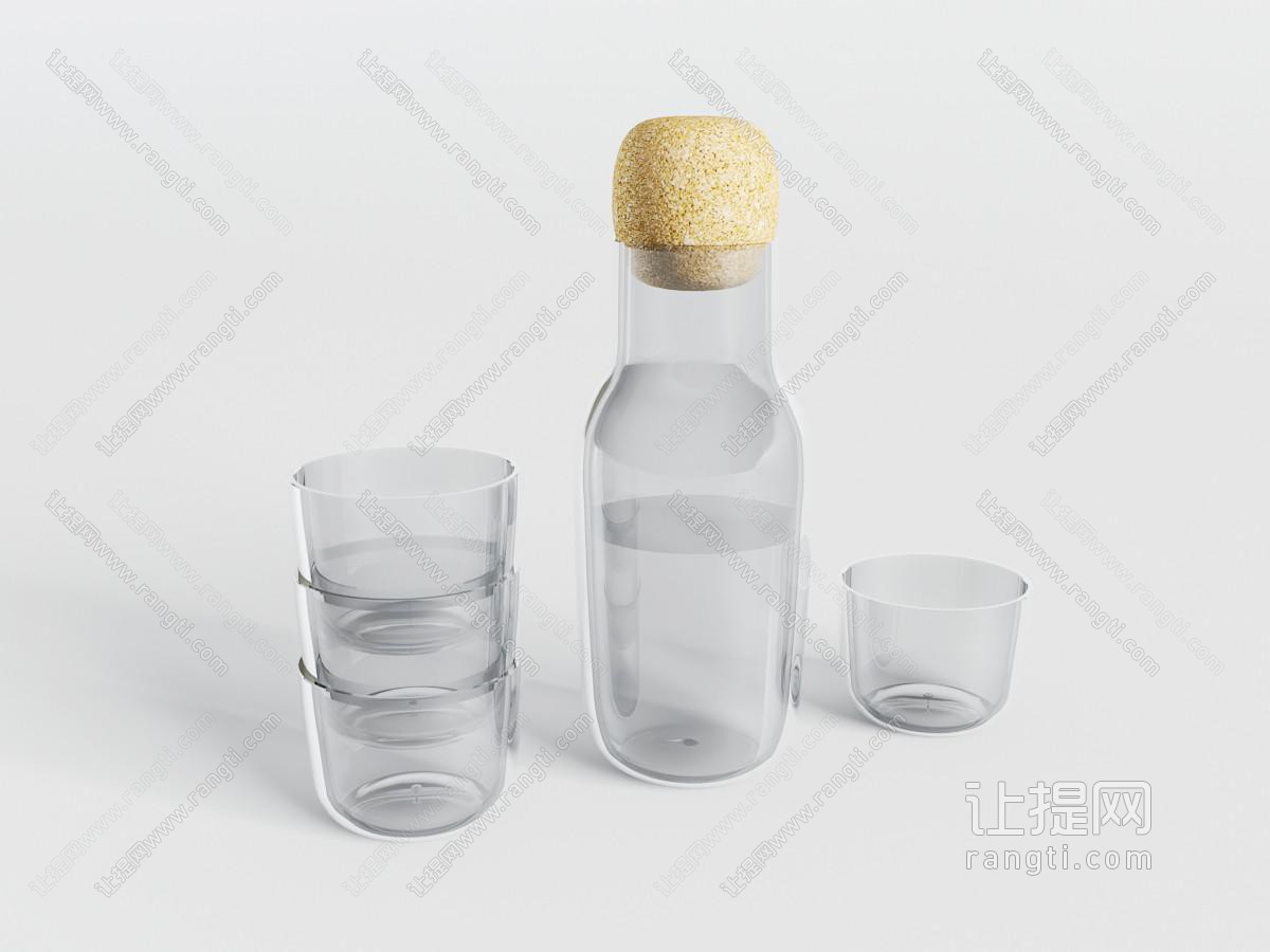现代北欧透明玻璃凉水瓶、水杯