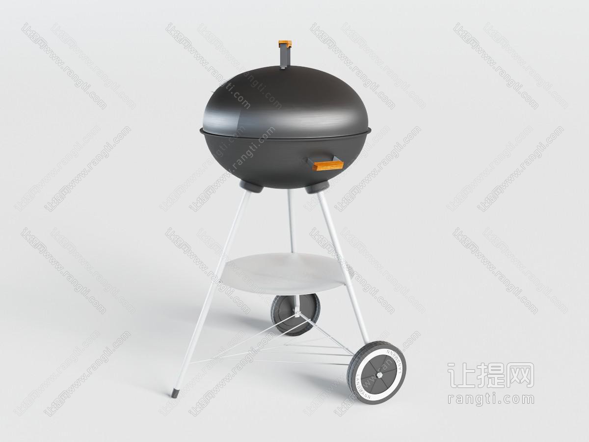 现代金属黑色带盖子的可移动烧烤炉