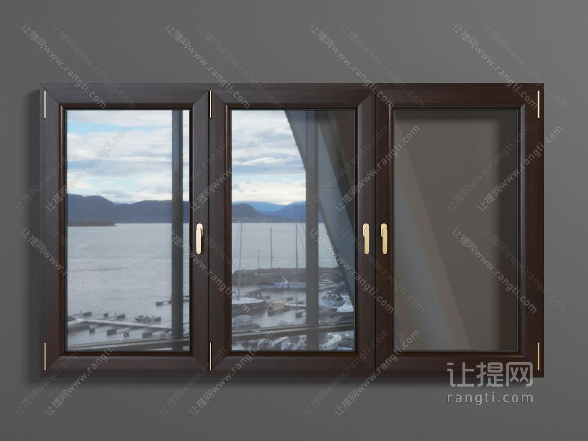 现代三扇玻璃平开窗