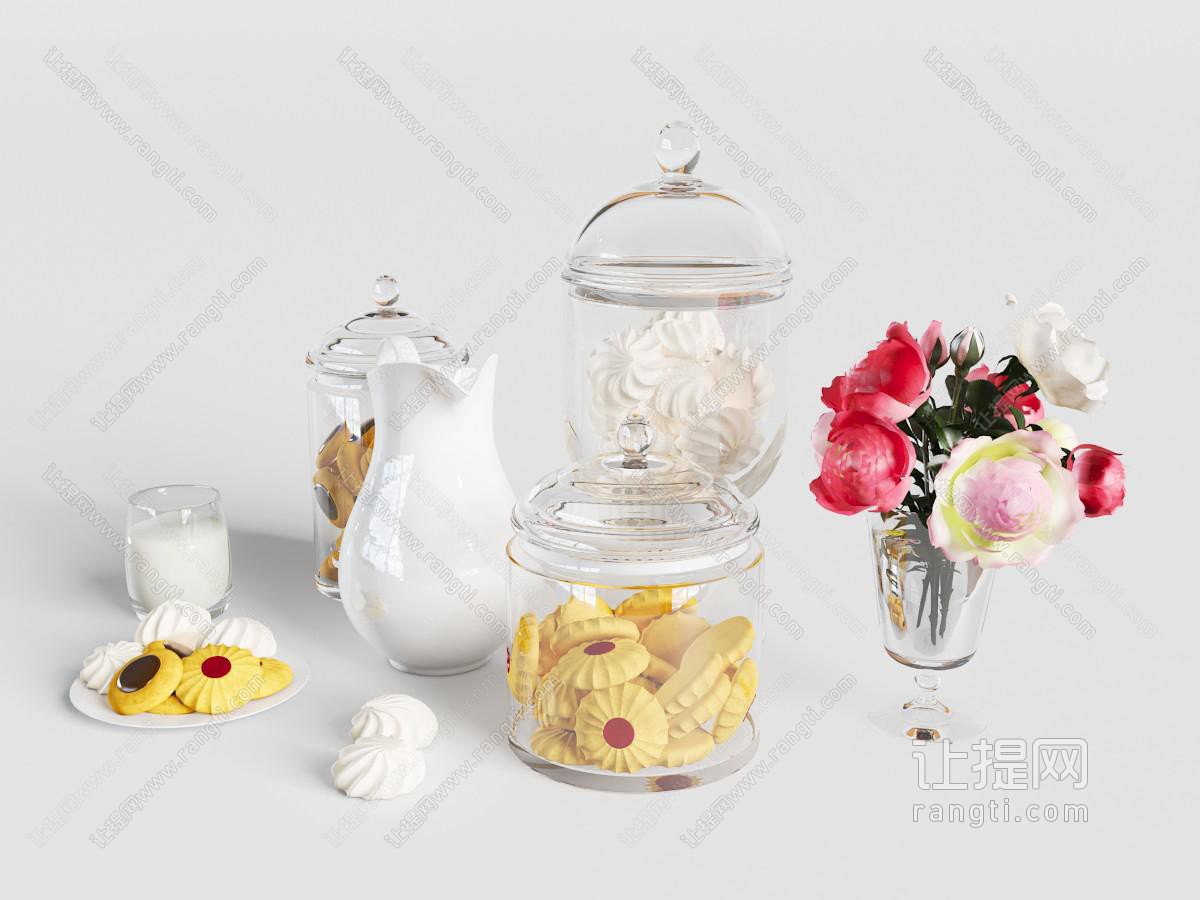 欧式玻璃点心储物罐、花瓶花卉饰品摆件
