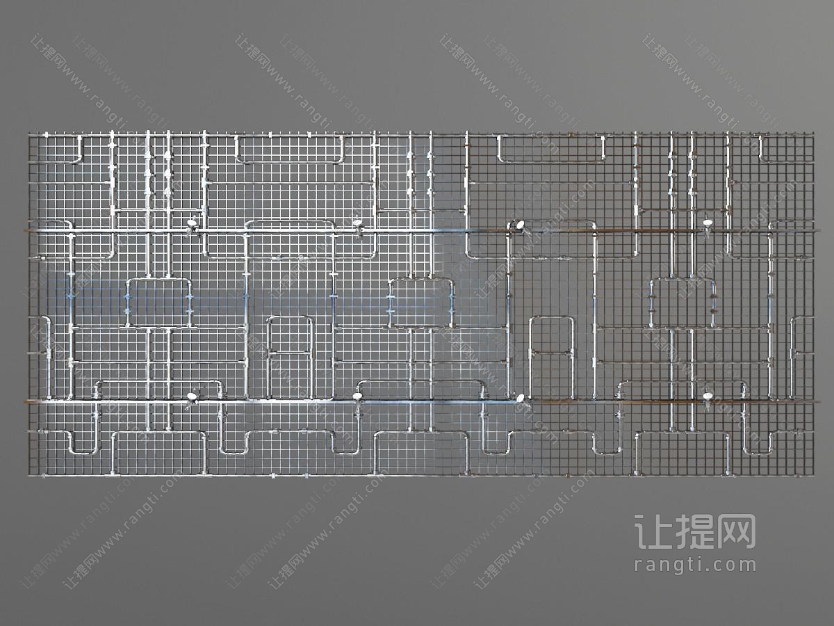 工业风金属管和铁丝网状吊顶