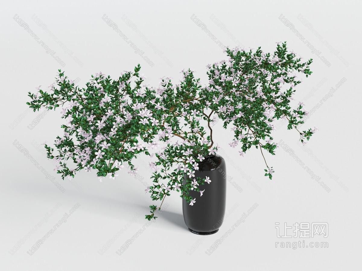 中式黑色陶瓷花瓶花卉