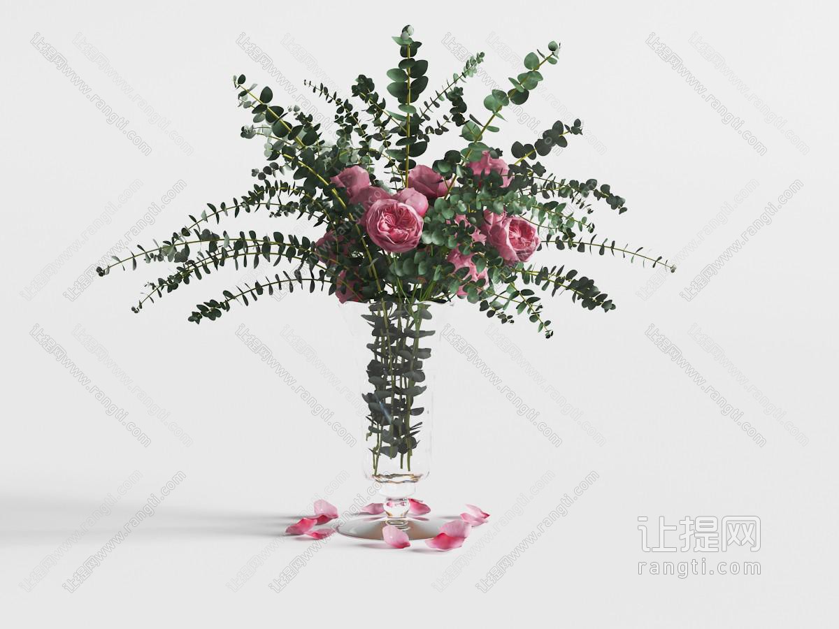 透明玻璃花瓶花卉