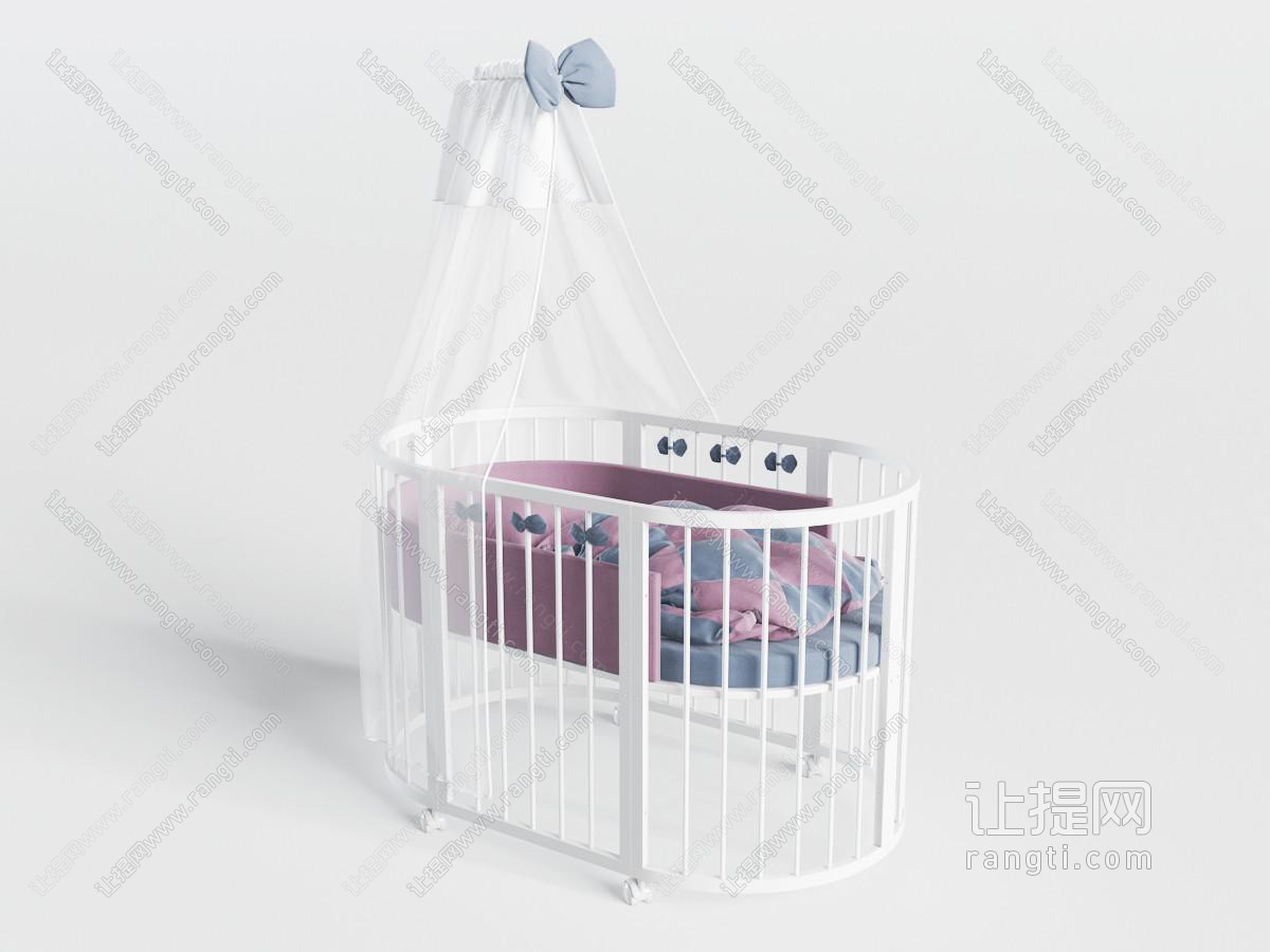 现代有蚊帐的推车婴儿床