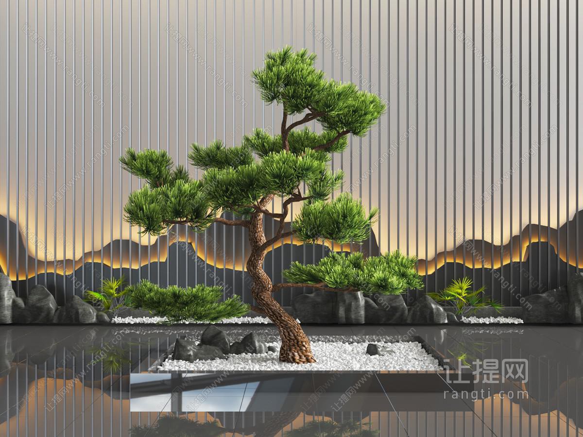 中式松树景观小品