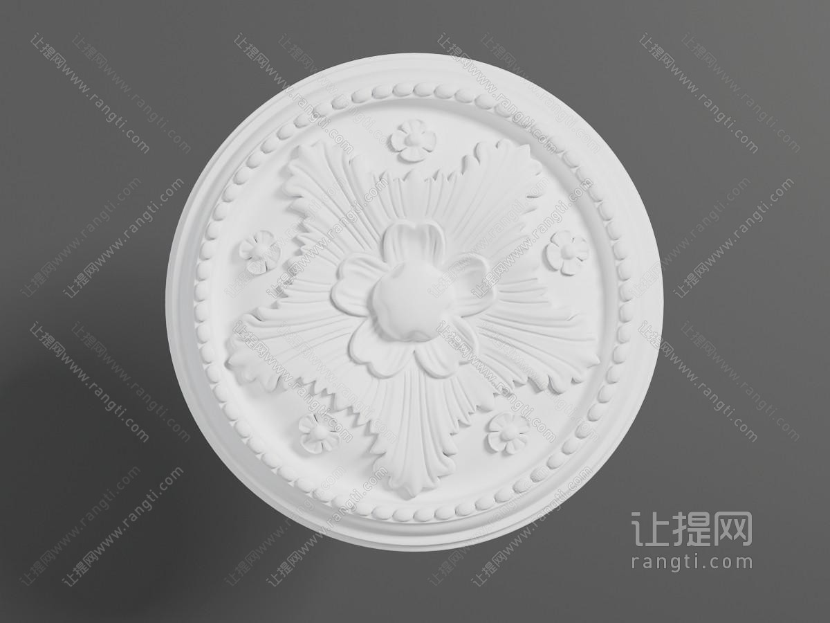 欧式圆形雕花石膏灯盘