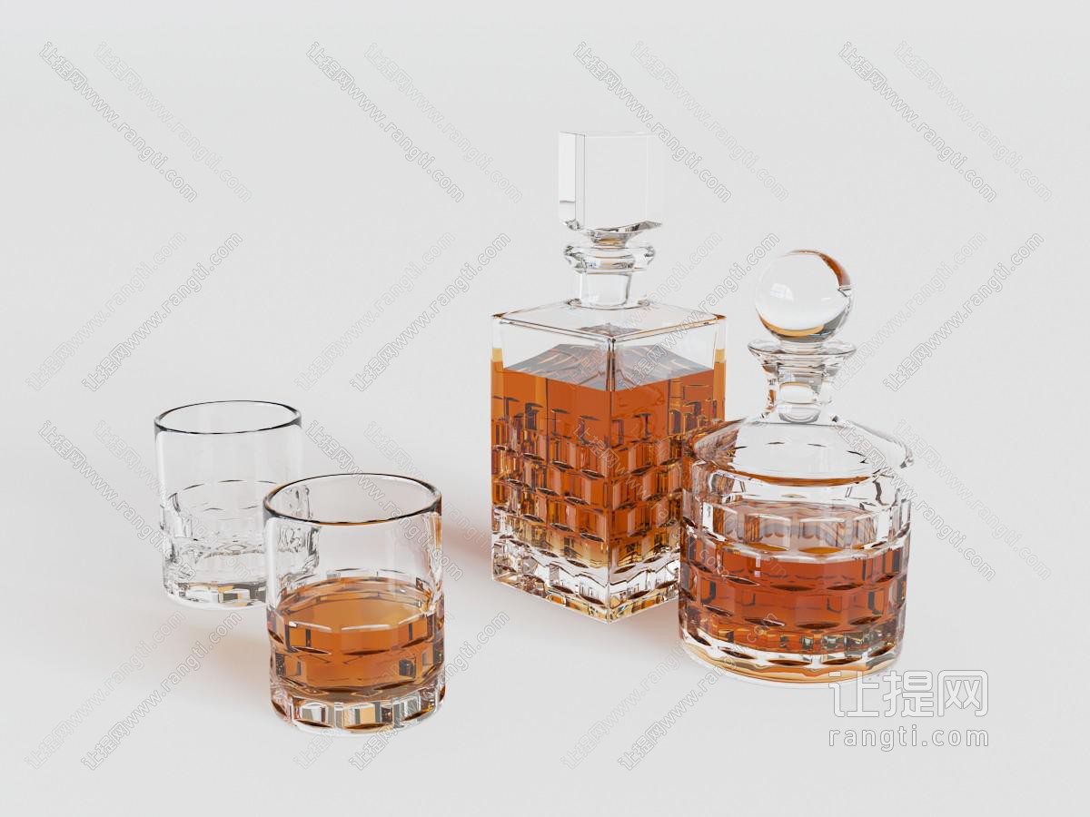 装了红酒的玻璃酒杯酒瓶