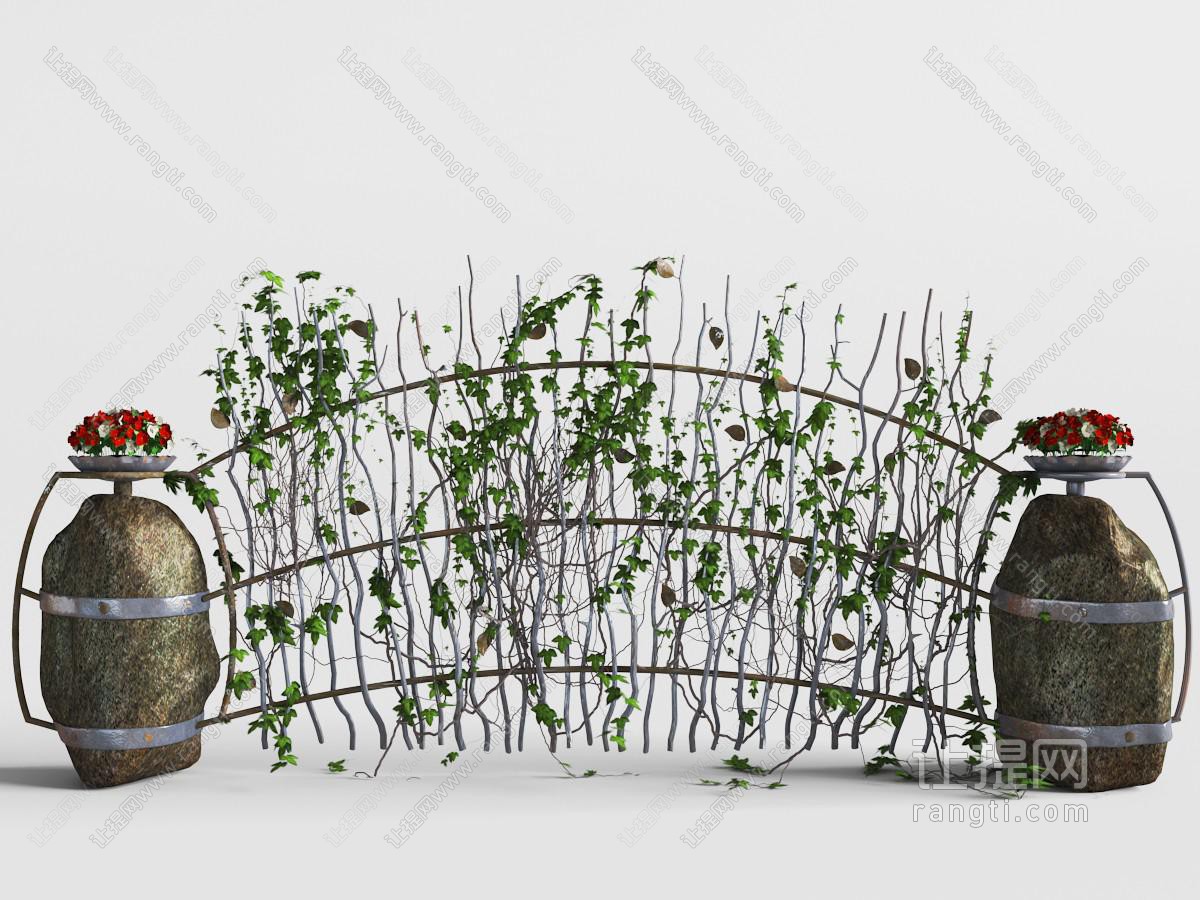 新中式植物墙围栏