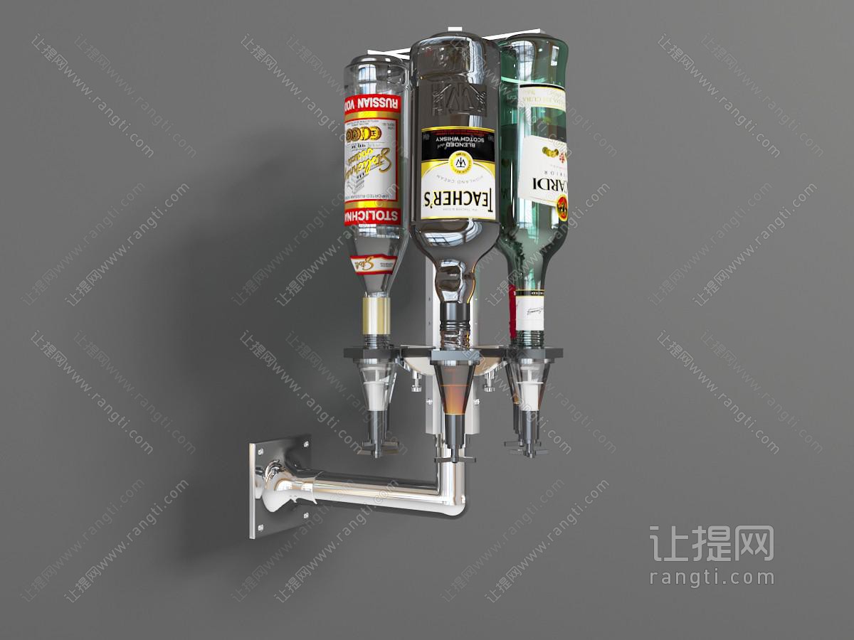 酒吧带有酒龙头的酒瓶