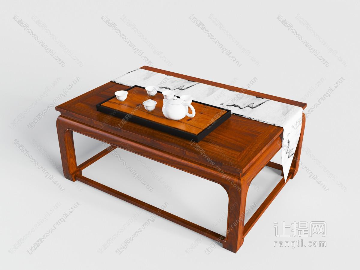 中式实木茶几茶具杯子