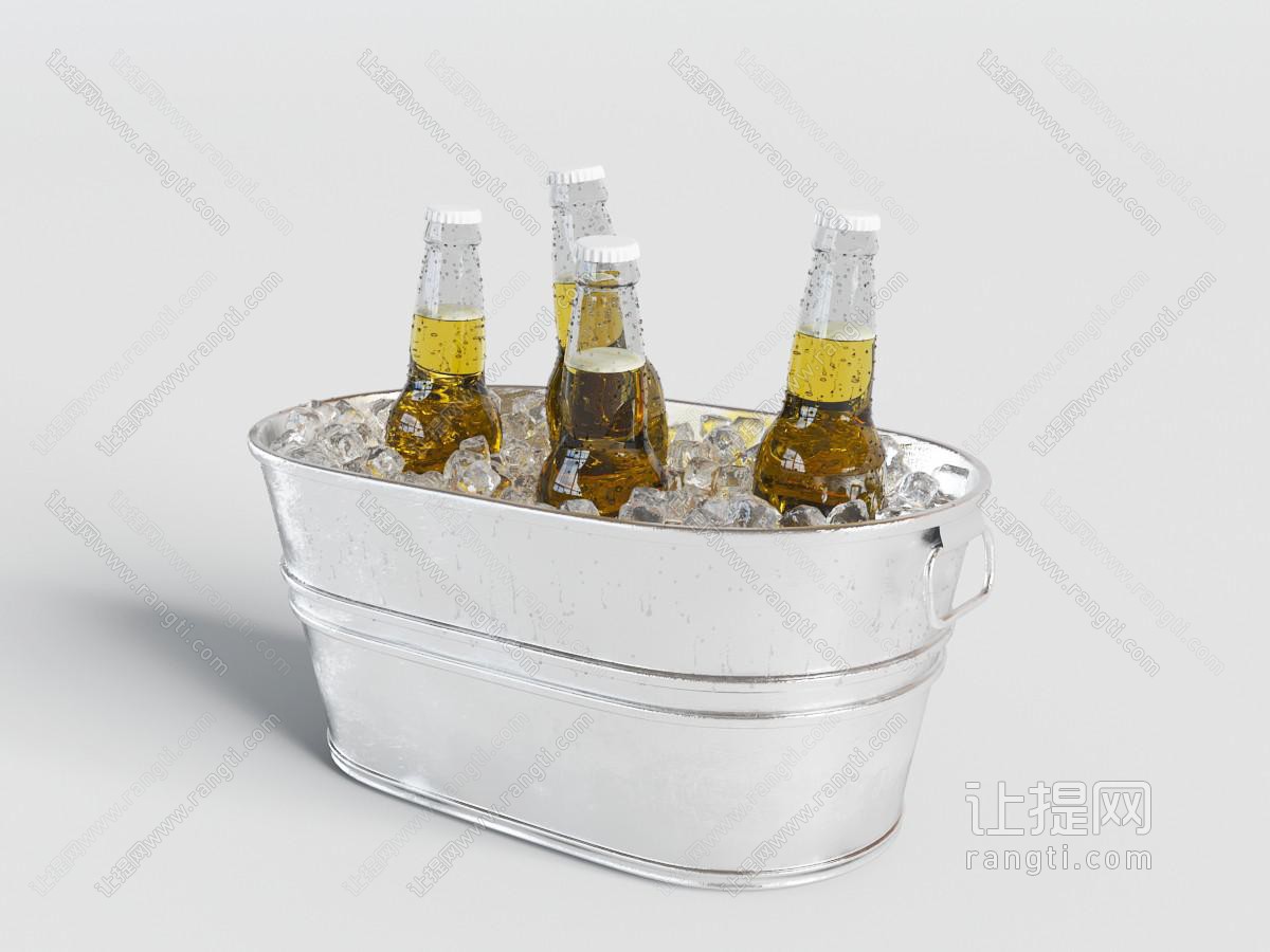 欧式不锈钢冰桶里的酒瓶