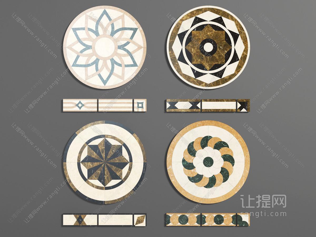 欧式四款石材地砖地面拼花