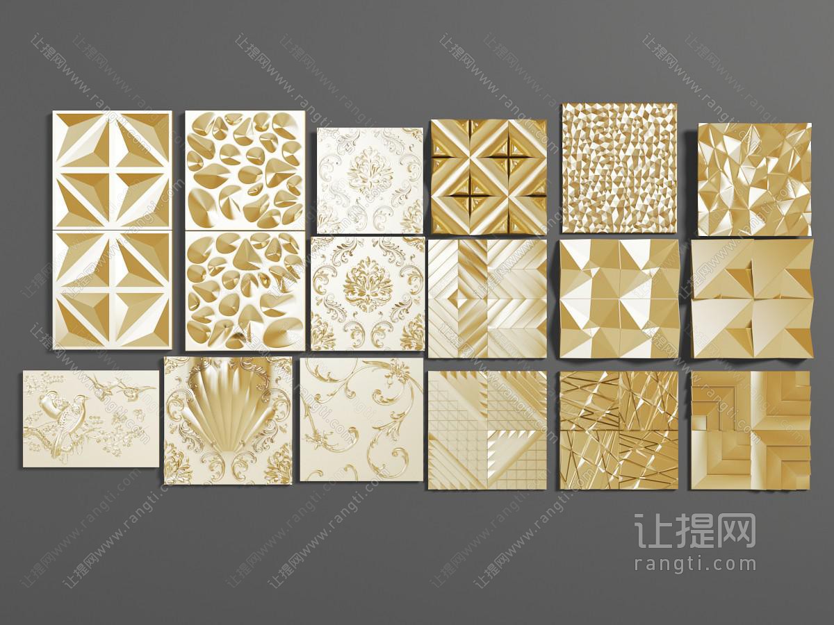 现代金属方形雕花天花吊顶