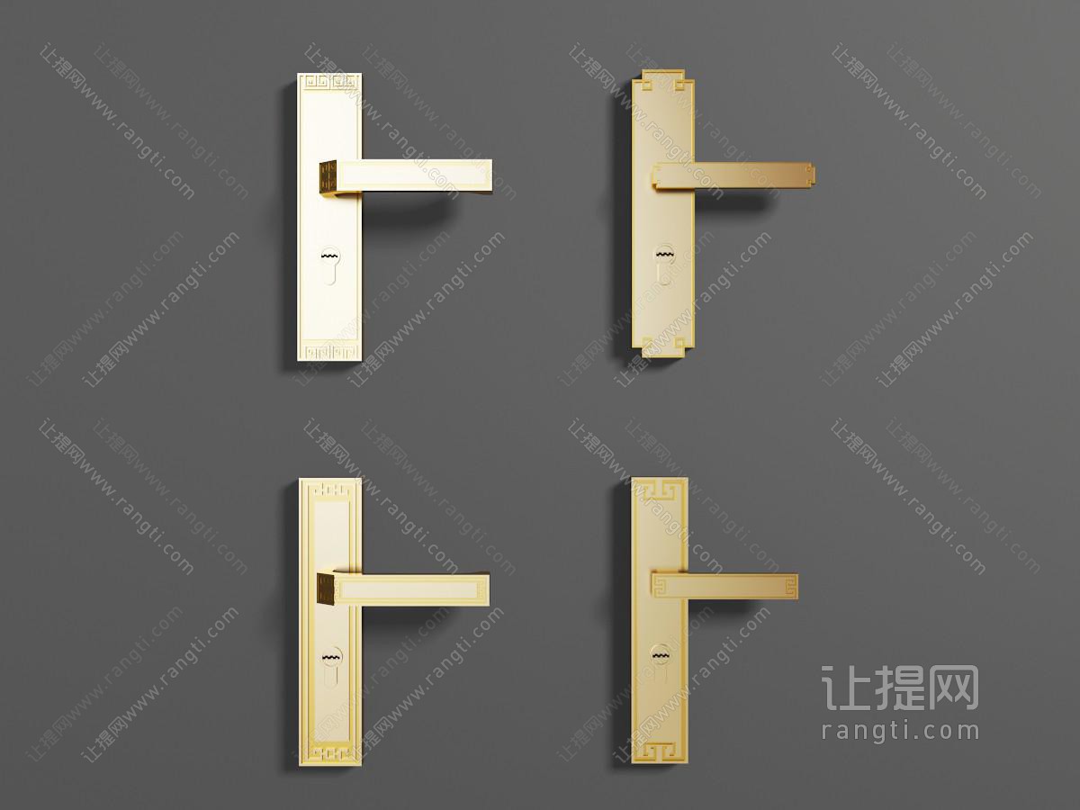 新中式金色密码锁门锁