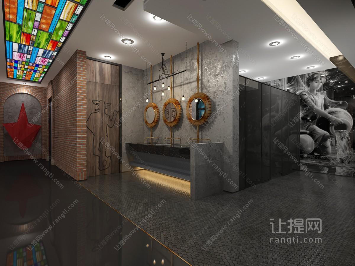 工业风公共卫生间过道走廊
