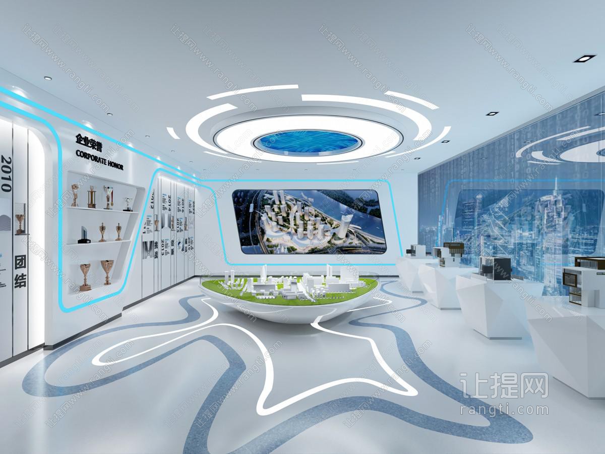 现代售楼处大厅展厅沙盘