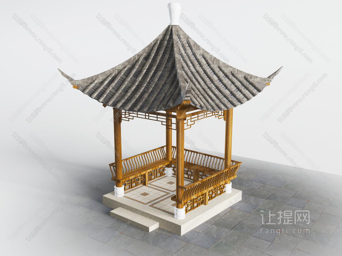 中式公园尖顶亭子