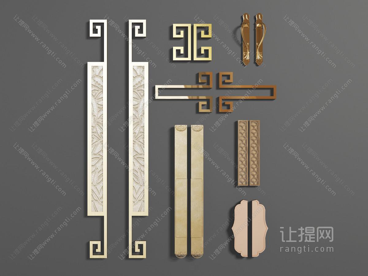 新中式雕花金属拉手