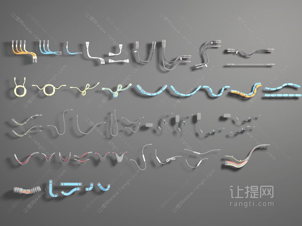 扭在一起、排列整体的线圈、电脑线五金件