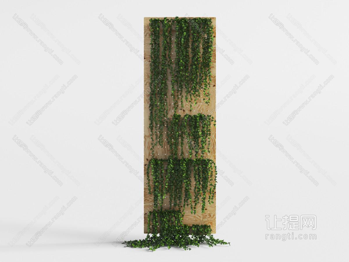 现代实木方形藤蔓植物墙