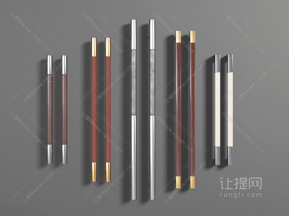 新中式两端金属装饰的大门拉手