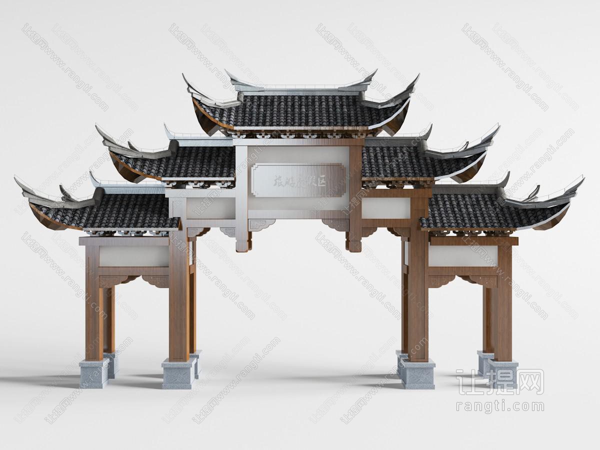 中式仿古建筑旅游景点大门