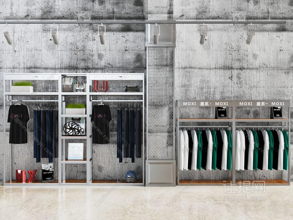工业风服装店金属装饰展架