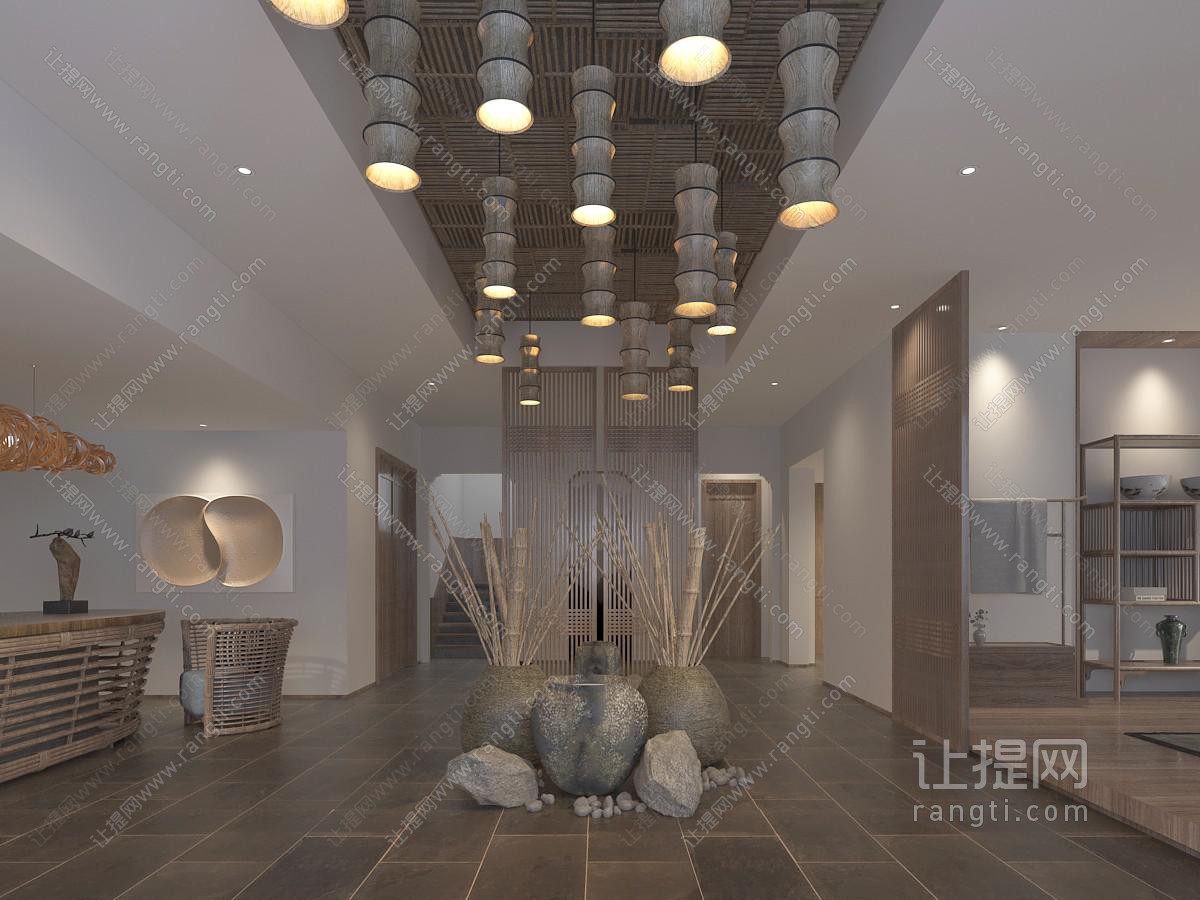 东南亚大堂大厅接待前台