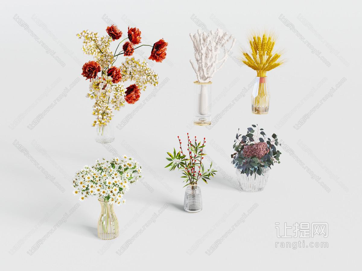 现代玻璃带纹理的花瓶花卉