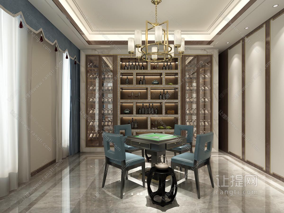 新中式棋牌室麻将室