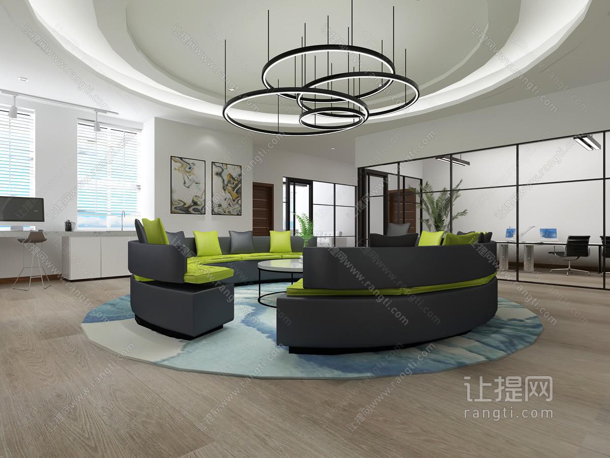 现代会议室圆弧形沙发