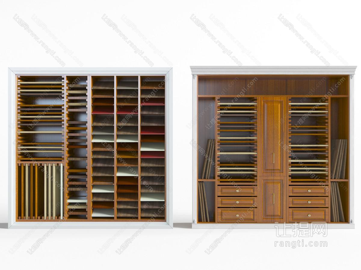 建材市场的实木材质展示柜