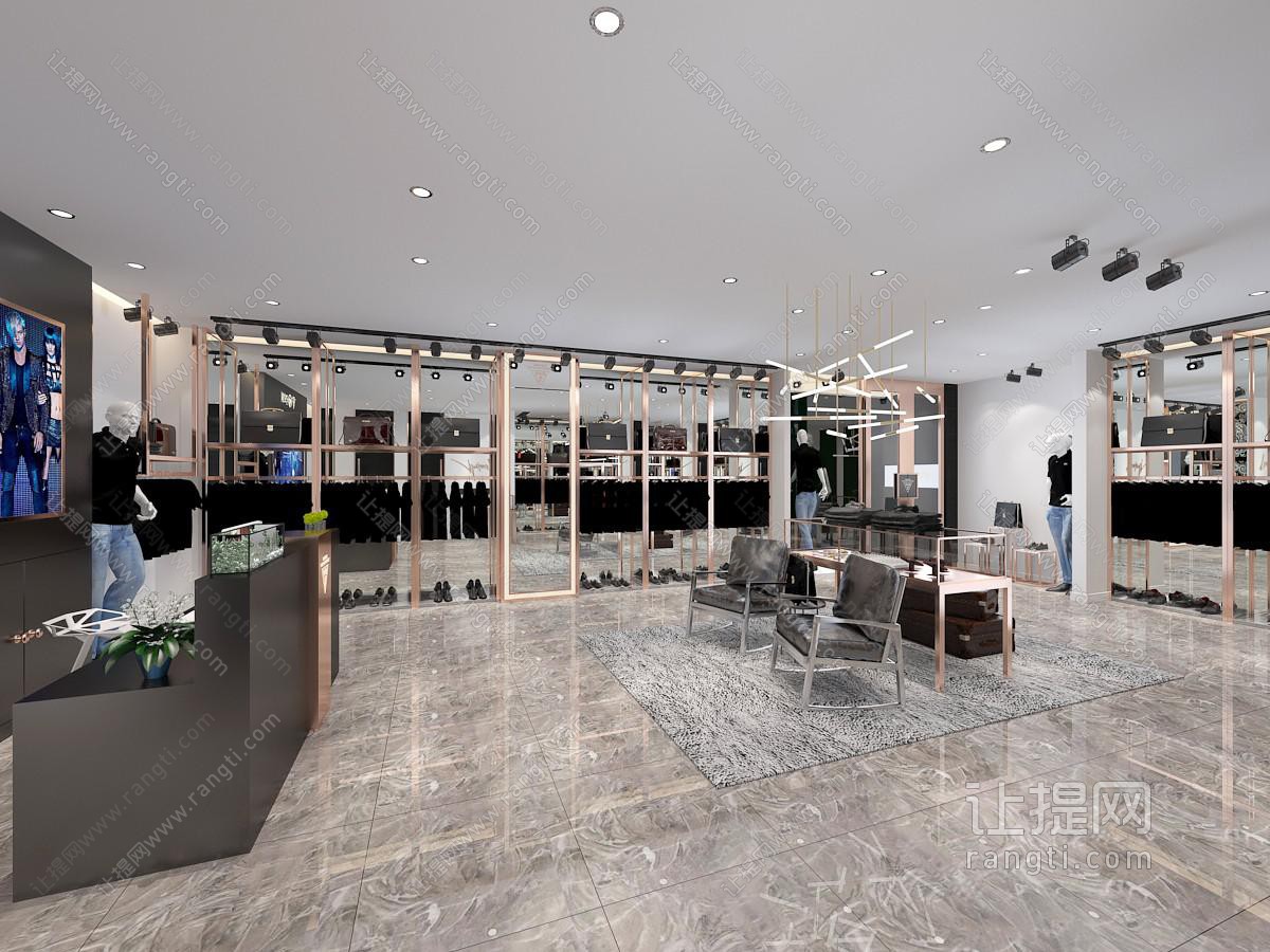 现代轻奢服装店箱包店
