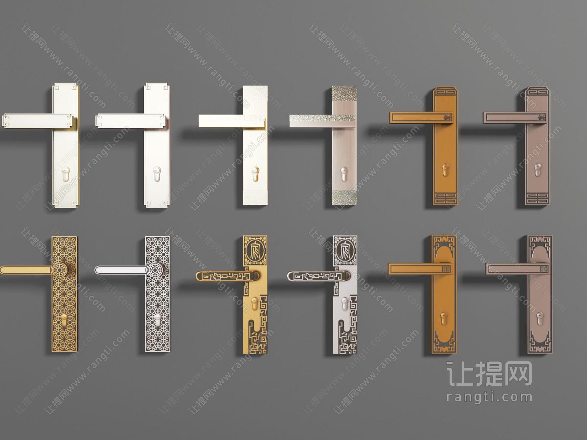 新中式花纹的门锁