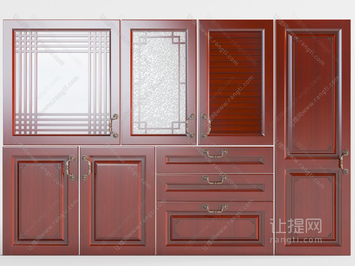 新中式红木抽屉柜门
