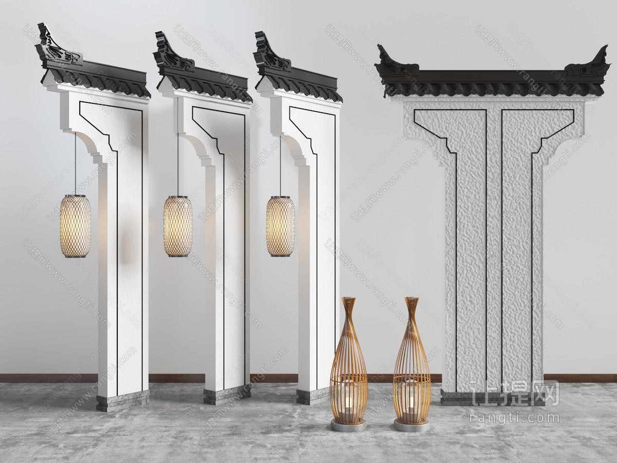 中式徽派马头墙仿古建筑景观小品