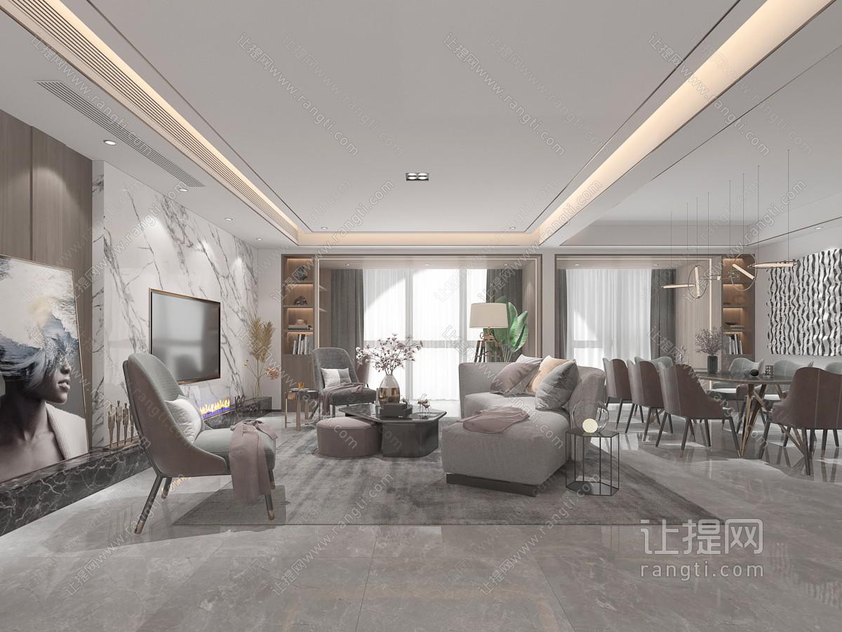 后现代客厅餐厅