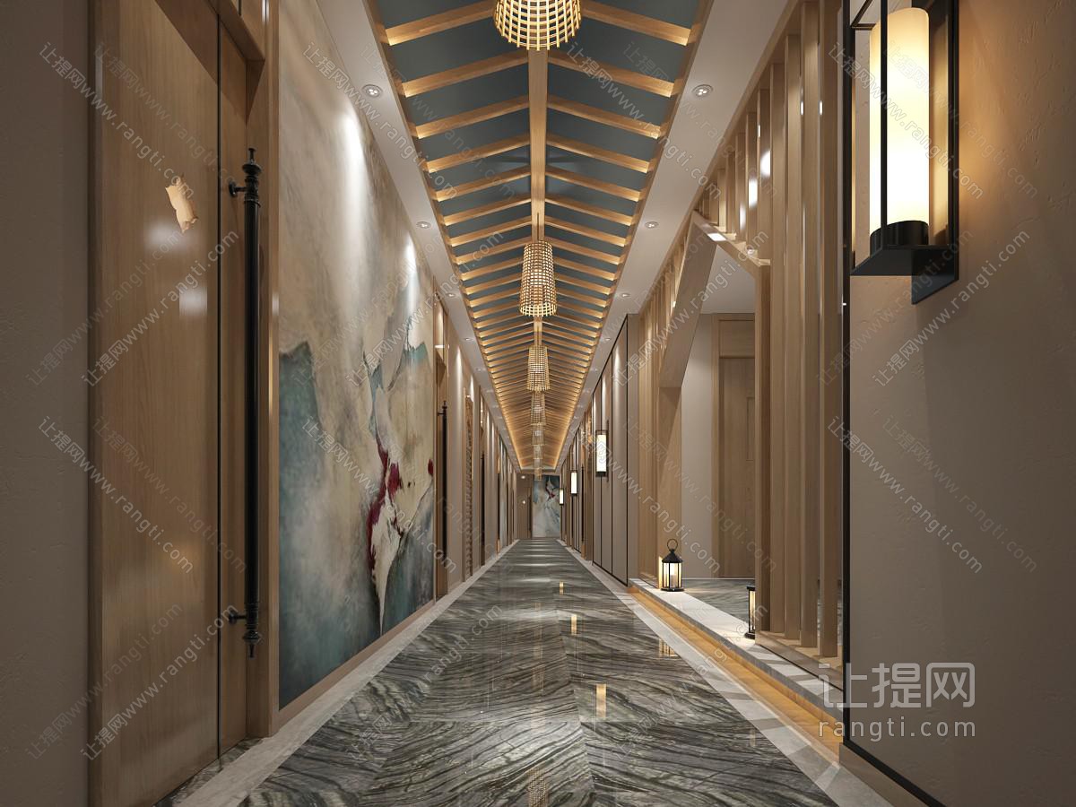 新中式酒店过道走廊