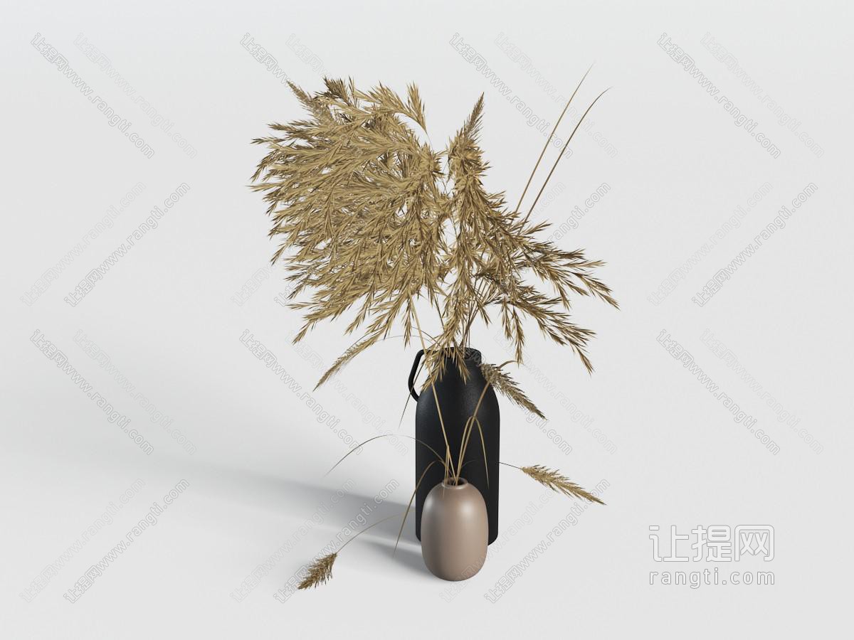 中式陶瓷花瓶芦苇花