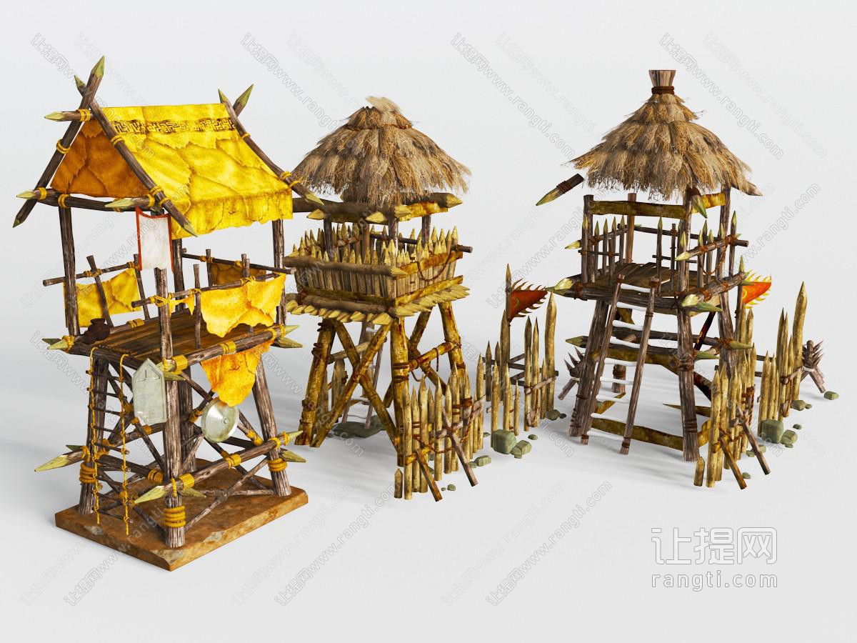 游戏场景草棚建筑场景