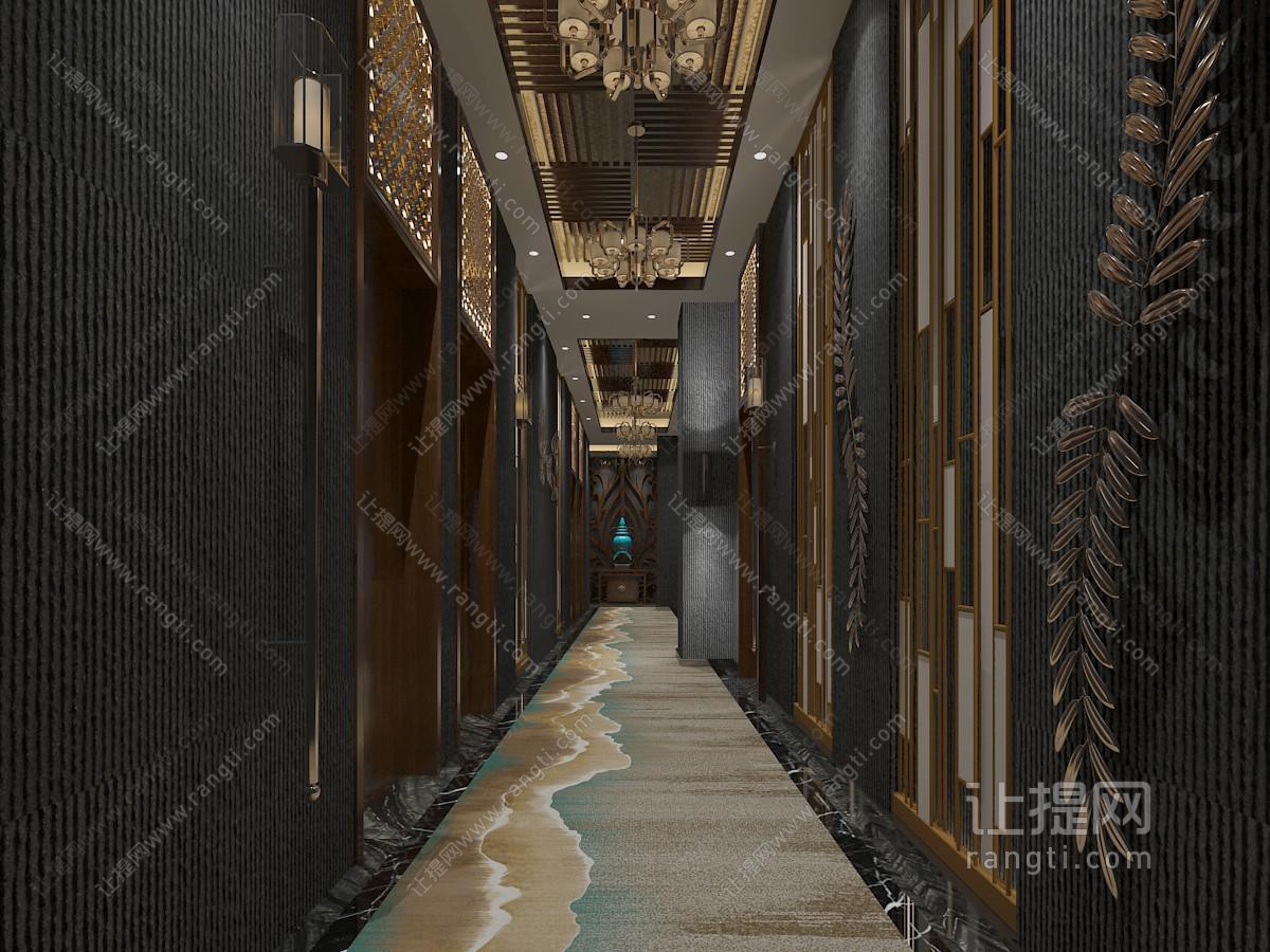 后现代酒店走廊过道