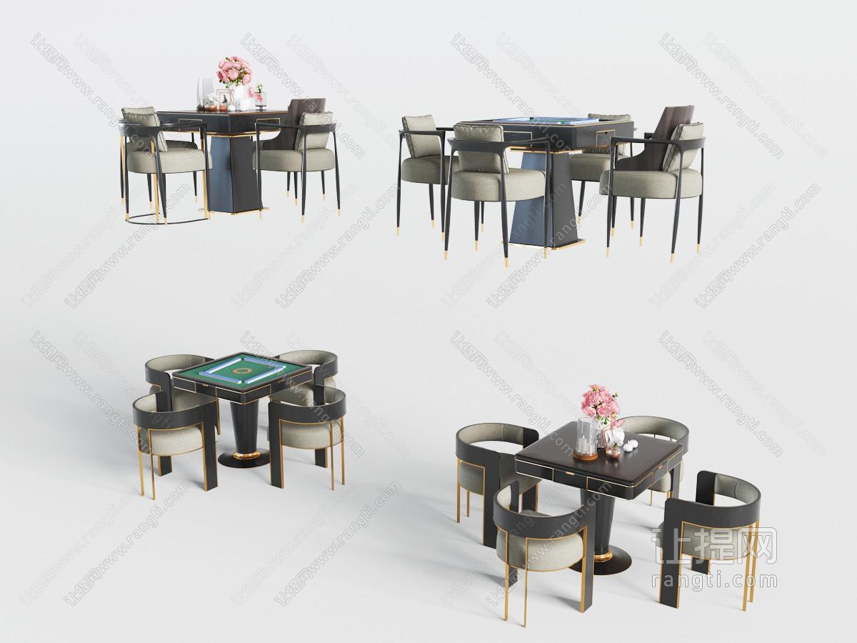 新中式麻将桌椅棋牌桌