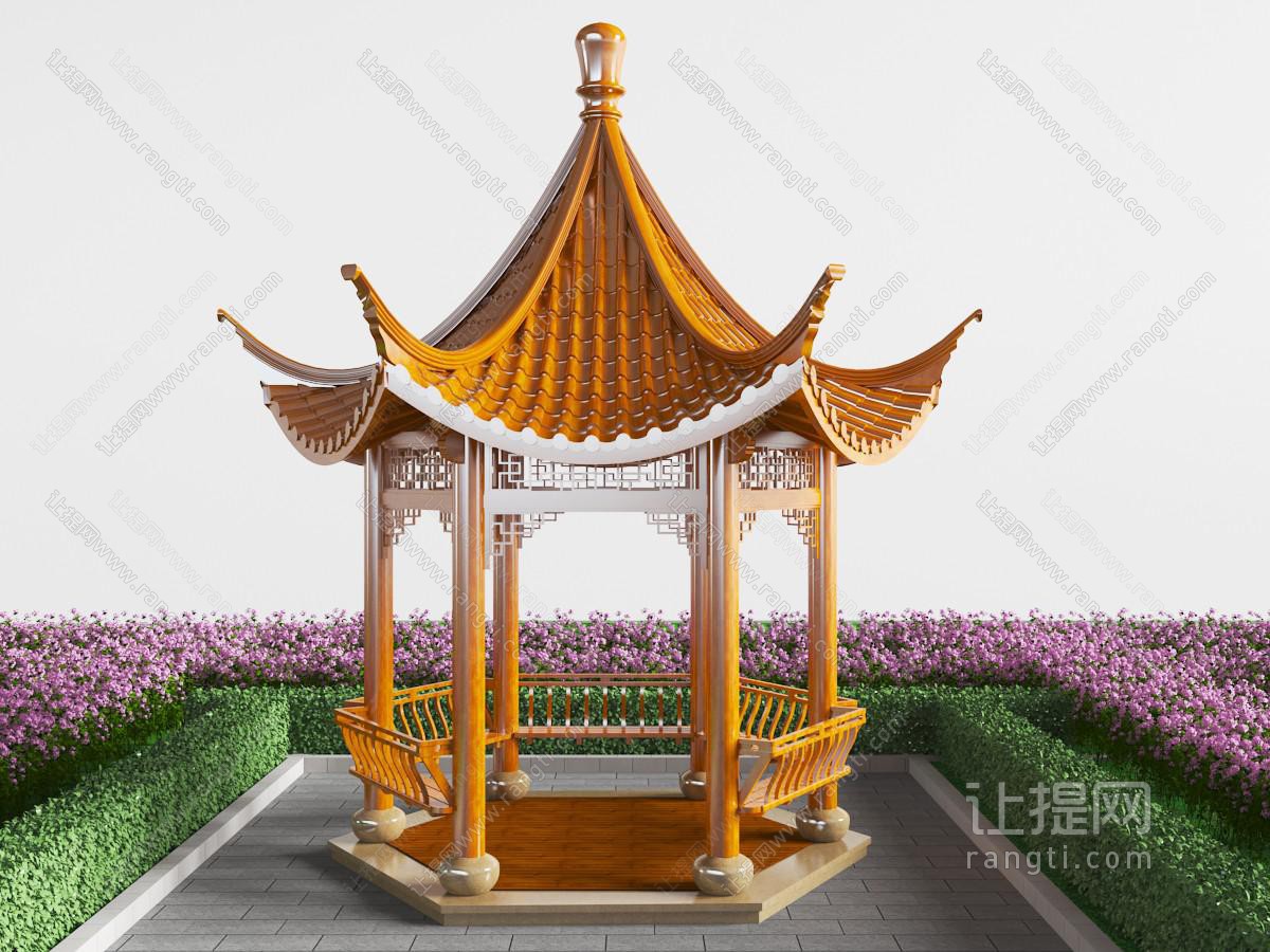 中式古典凉亭、亭子