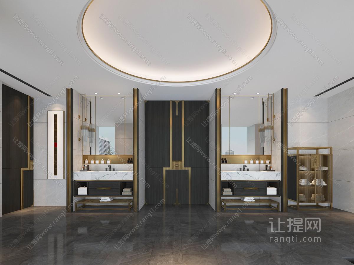 新中式公共卫生间洗手间