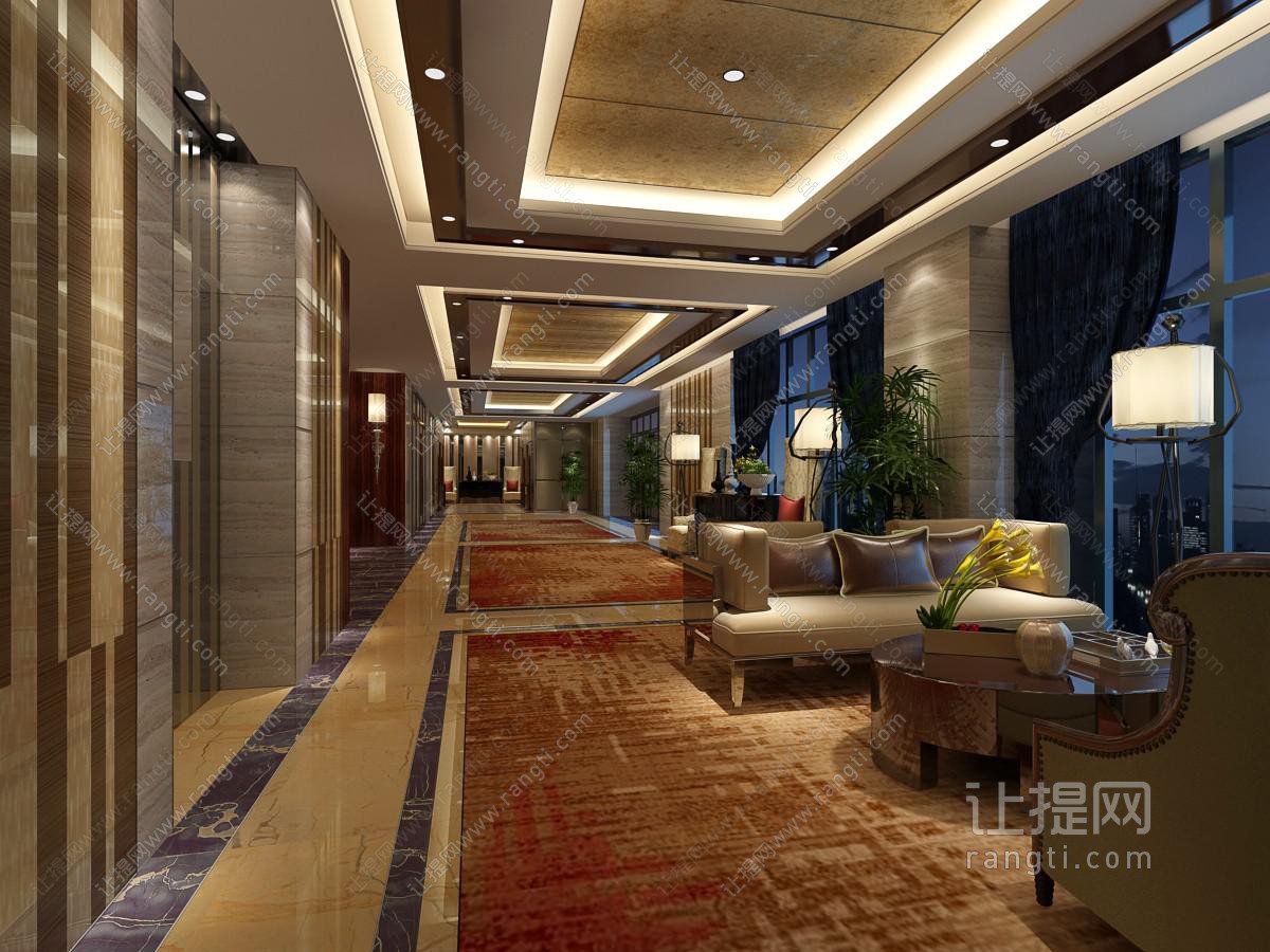 后现代酒店走廊过道