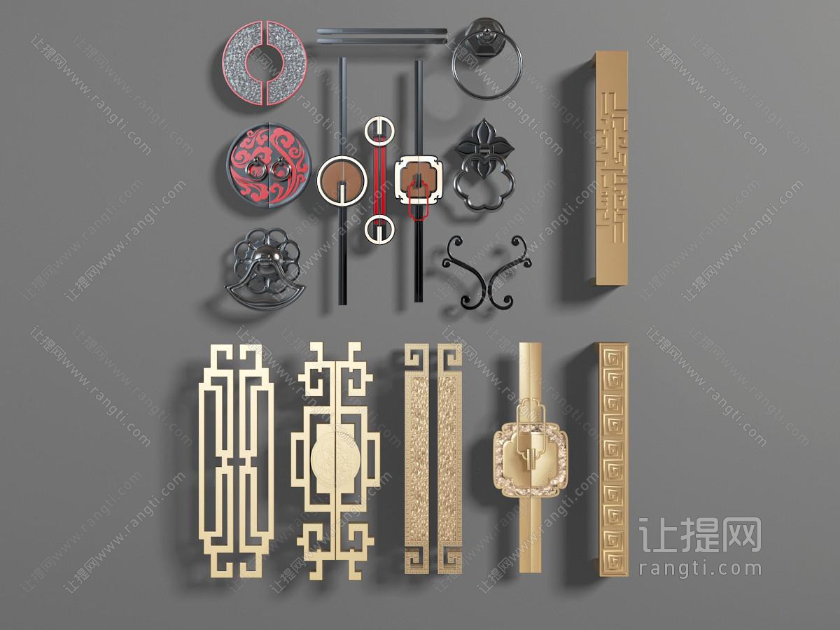 中式雕花金属拉手拉环