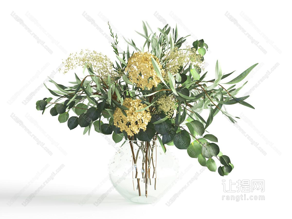 现代透明绿色花瓶花卉