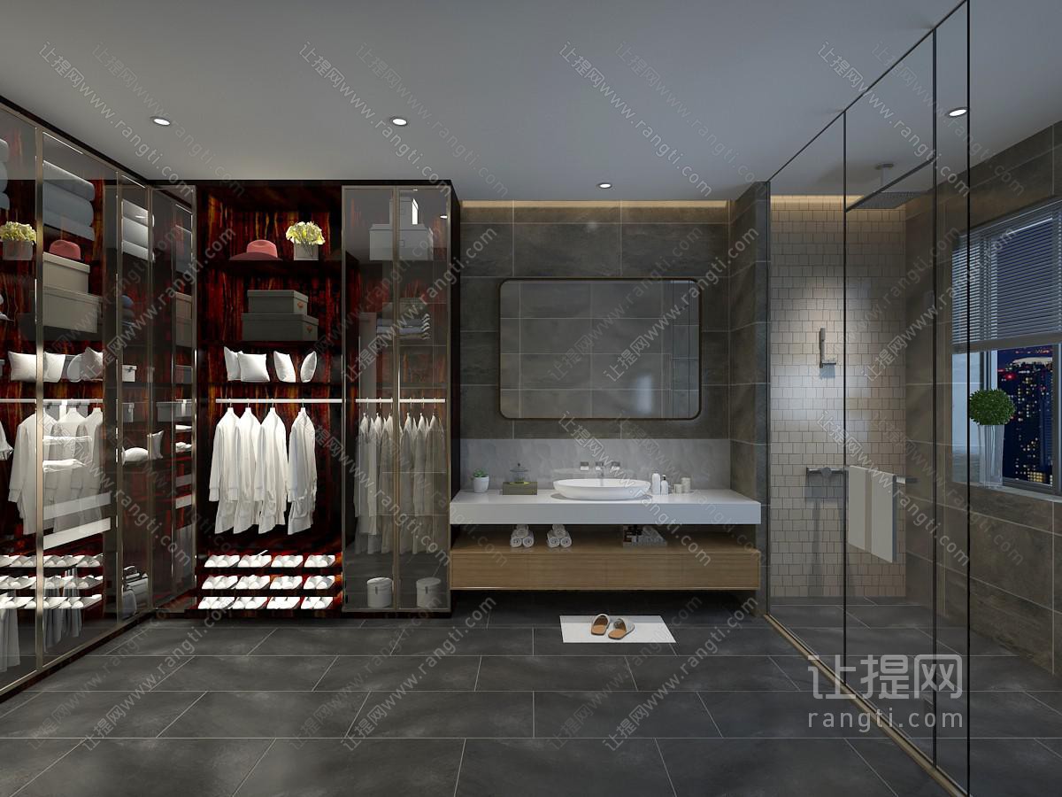 后现代卫生间卫浴间淋浴房