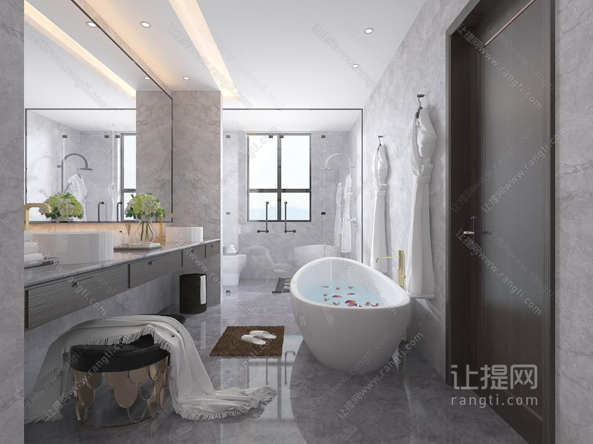 后现代卫生间卫浴间浴缸