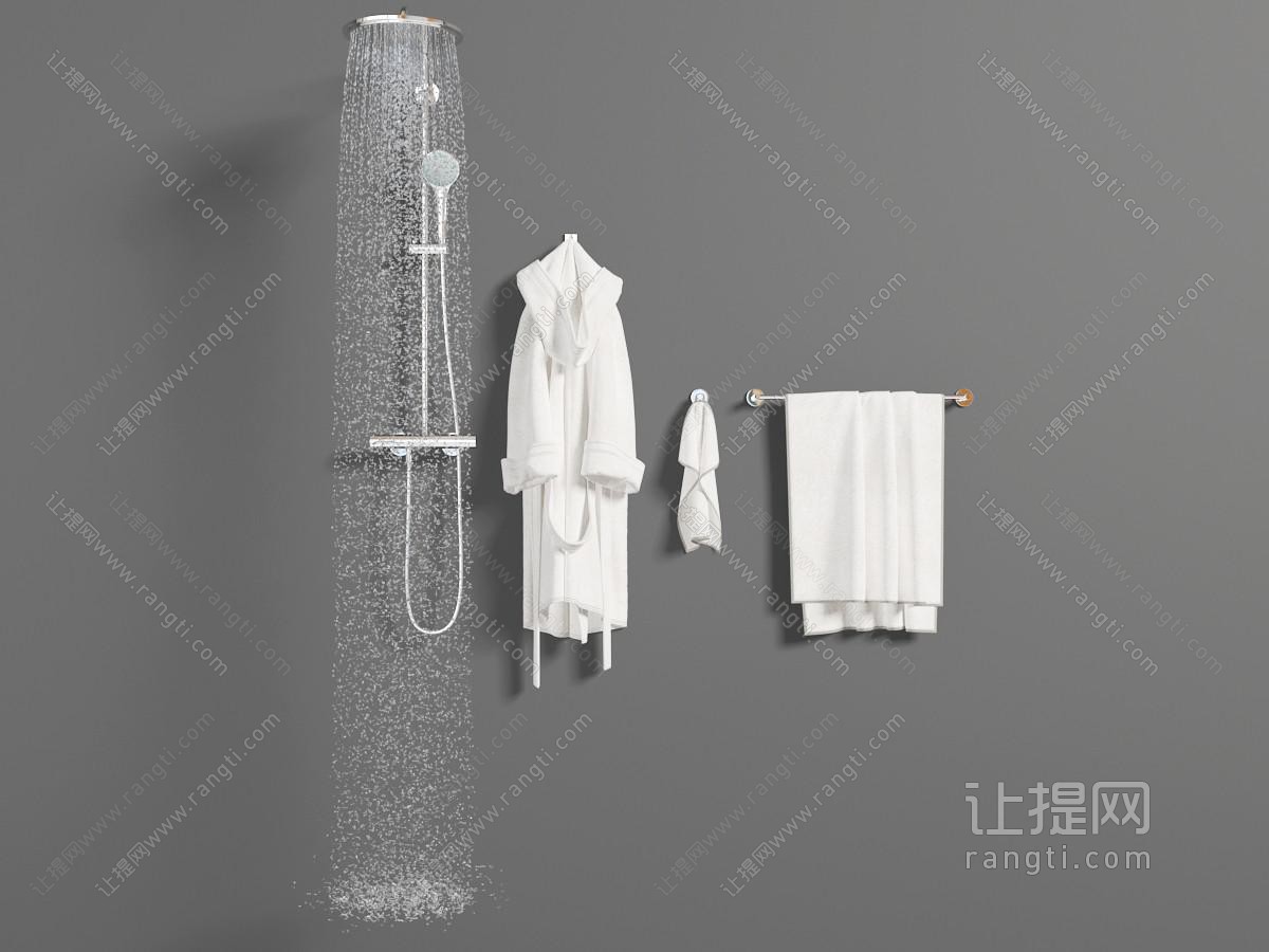 现代喷着水花的花洒淋浴头